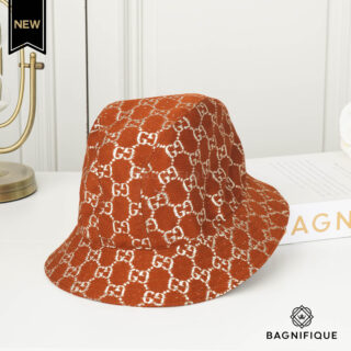 Gucci Canvas Lame GG Monogram Bucket Hat M Brown