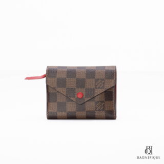 LV Victorine Wallet Short Brown Red Damier Canvas GHW