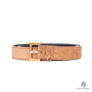 Ysl Belt 85 Brown Velvet Ghw