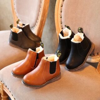 Children kids fashion boots spring teen girls chelsea boot with zip big boys snow boots pu leather sneakers botas