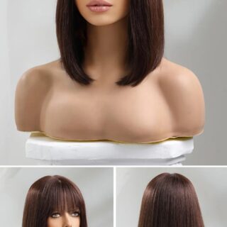 Haircube สีน้ำตาลเข้มบ๊อบวิกผม