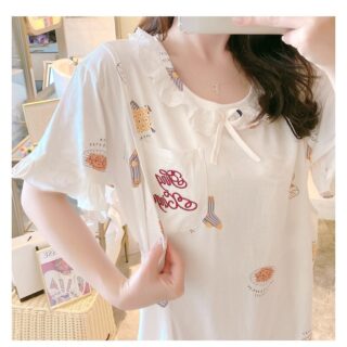 ชุดนอน ผ้าฝ้าย แขนสั้น ทรงหลวม สำหรับหญิงให้นมบุตร