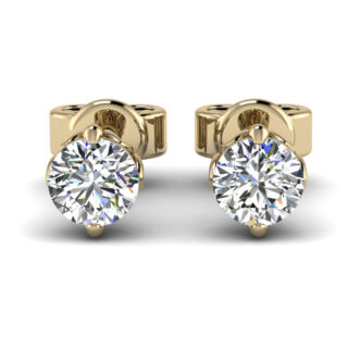 ต่างหูทอง 18KT ทรงดอกไม้ทิวลิป ประดับเพชร