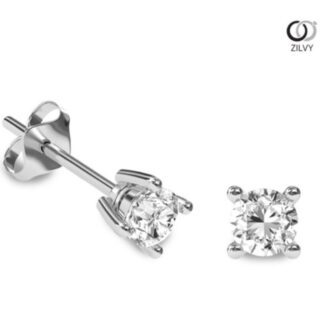 ต่างหูเพชรเดี่ยวผู้หญิง เพชรรวม 014 กะรัต