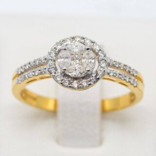 แหวนมาคีเพชรประกบ ทองแท้ 9k 375 เพชรเกสร ME561