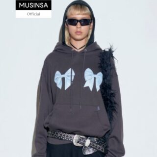 Bow bow hoodie charcoal