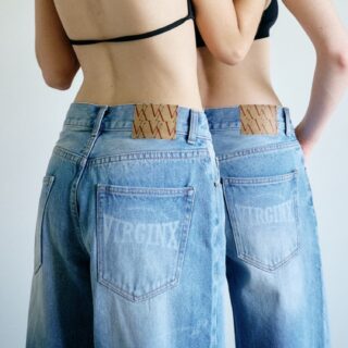 Our jeans in mid blue