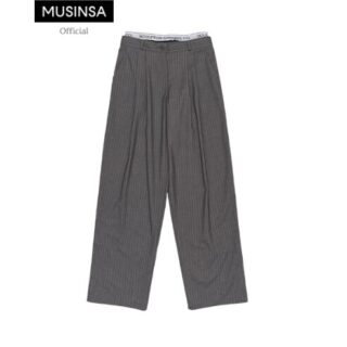 Peekaboo lowrise pin tuck pants gray pin stripe