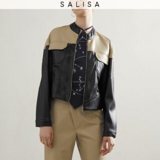 Salisa racer jacket vegan leather two tone