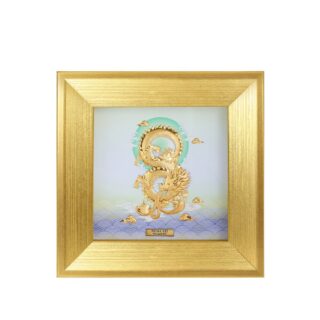 แผ่นภาพฉลุทองคำมังกรเลข 8 มงคล